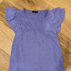 1. State Women's Purple Ruffle Sleeve Blouse